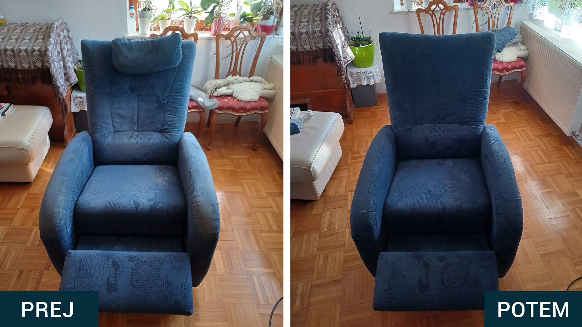 globinsko čiščenje fotelja